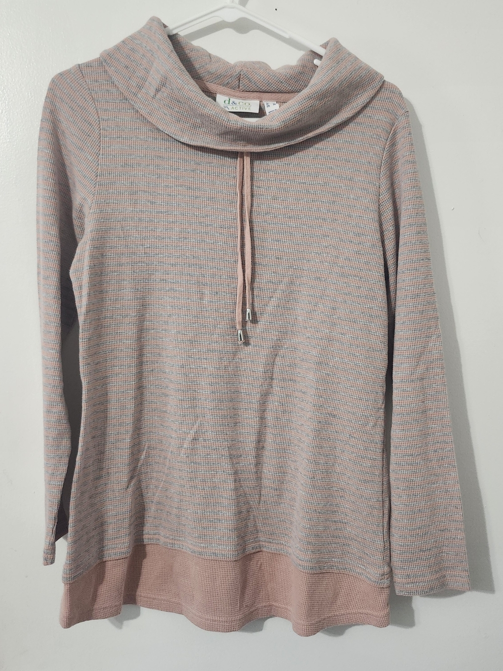Light Pink Cowl Neck Drawstring Sweater